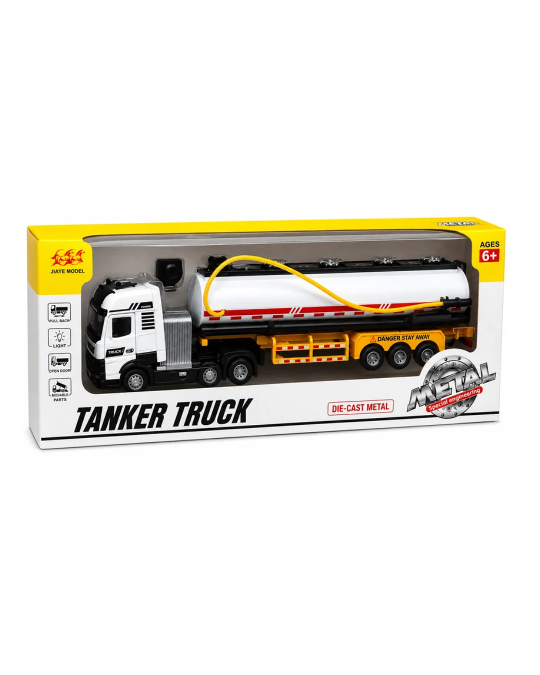 Metal Alloy Oil Tanker Truck Pull Back Truck with Light & Openable Parts Realistic Fuel Tanker Toy