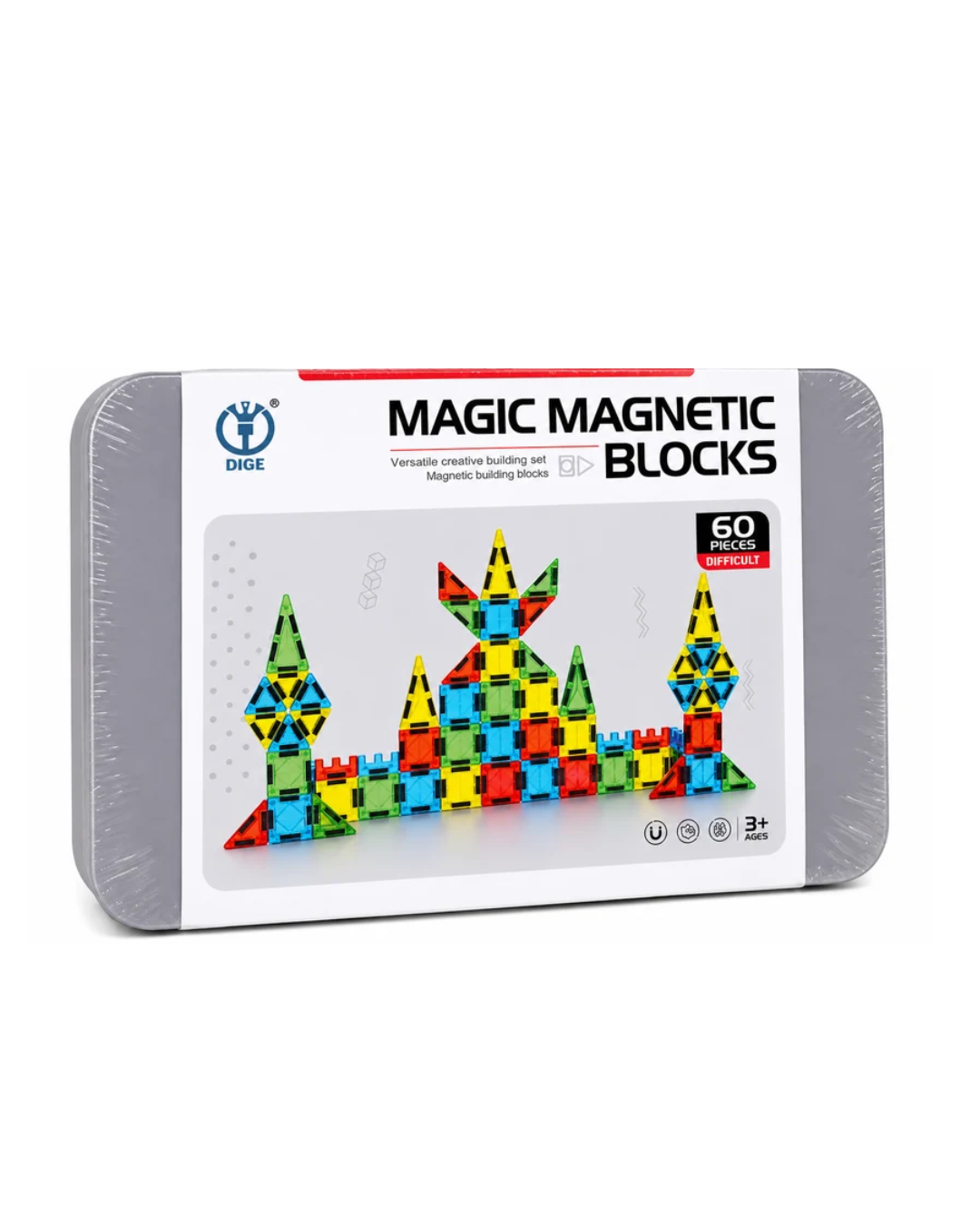 Magic Magnetic Blocks 60 Pieces Magnetic Building Blocks Construction Set Creative Educational STEM Toy for Kids