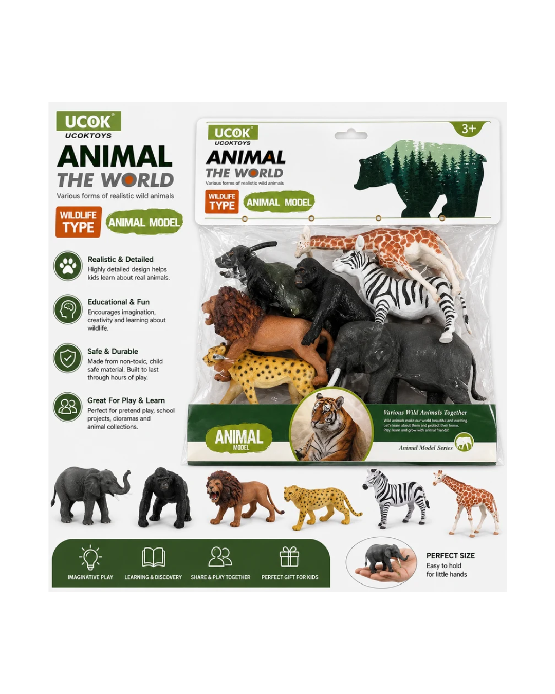 UCOK Animal The World Wildlife Toy Set – Wild Animal Figures