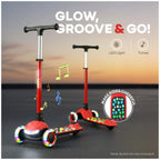 R For Rabbit Road Runner Jazz LED Music Scooter Adjustable Kids Scooter Red Black