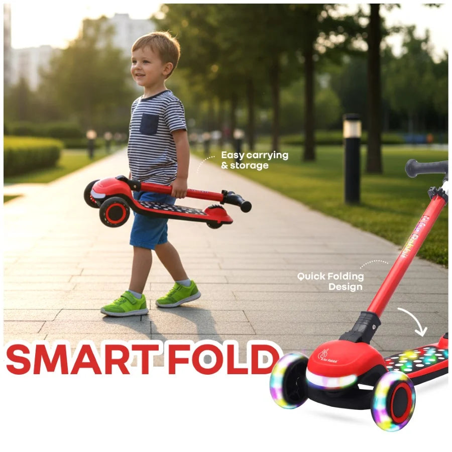 R For Rabbit Road Runner Jazz LED Music Scooter Adjustable Kids Scooter Red Black