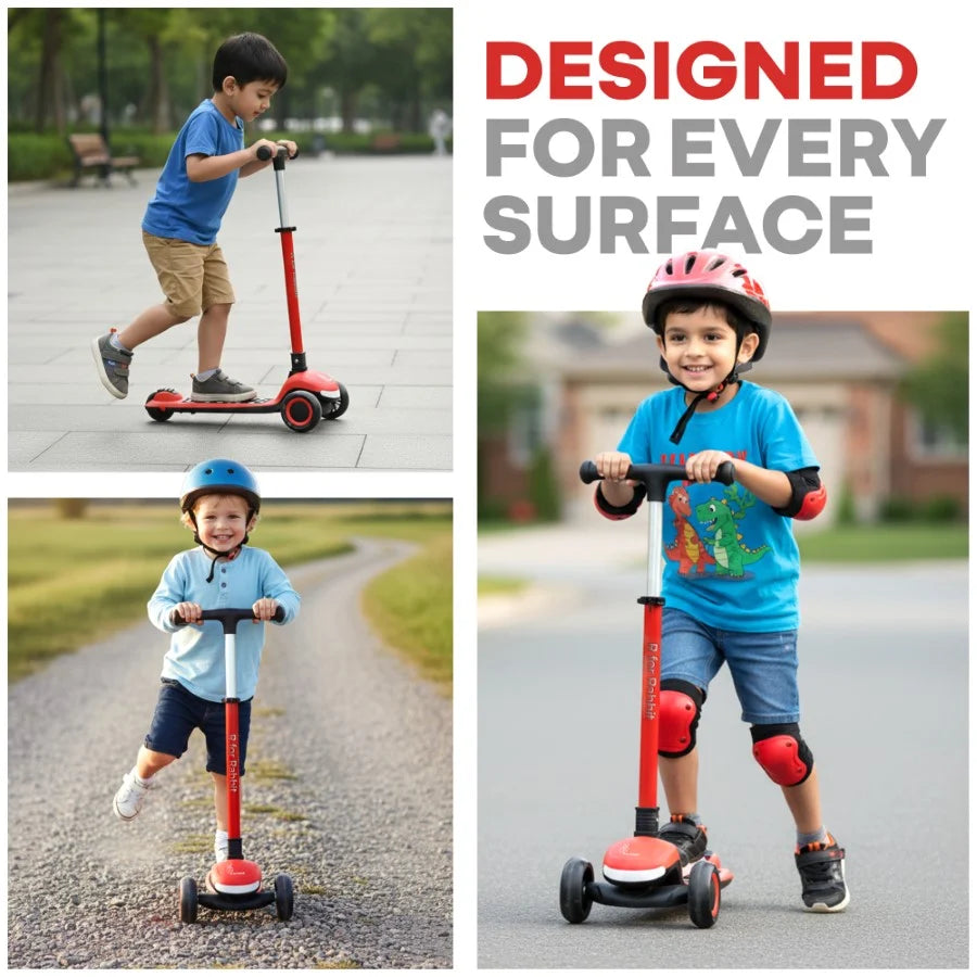 R For Rabbit Road Runner Jazz LED Music Scooter Adjustable Kids Scooter Red Black