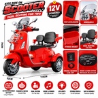 Kids 3-Wheel Electric Ride-On Scooter | Dual Seat Battery Operated Bike with Bluetooth, Music & Storage