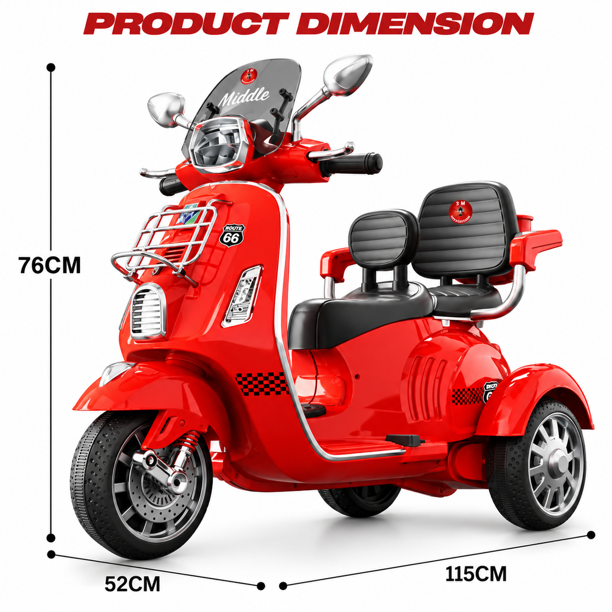 Kids 3-Wheel Electric Ride-On Scooter | Dual Seat Battery Operated Bike with Bluetooth, Music & Storage