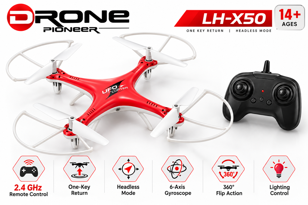 Lead Honor Drone Pioneer LH-X50 RC Drone with 360° Flip, Headless Mode & One Key Return