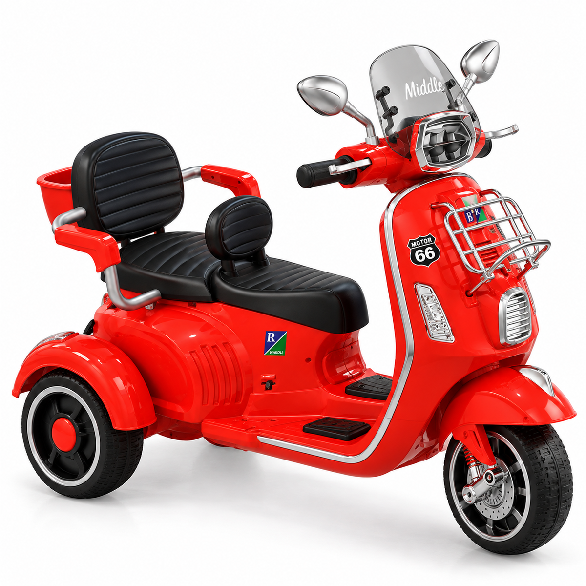 Kids 3-Wheel Electric Ride-On Scooter | Dual Seat Battery Operated Bike with Bluetooth, Music & Storage