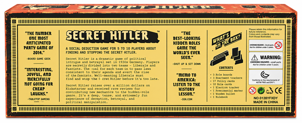 Secret Hitler Board Game – Social Deduction, Strategy & Party Game for Friends & Groups