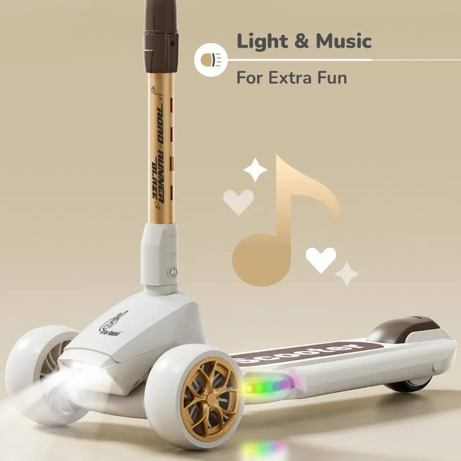 R for Rabbit Road Runner Blaze Scooter For Kids With PU LED Wheels Cream Gold