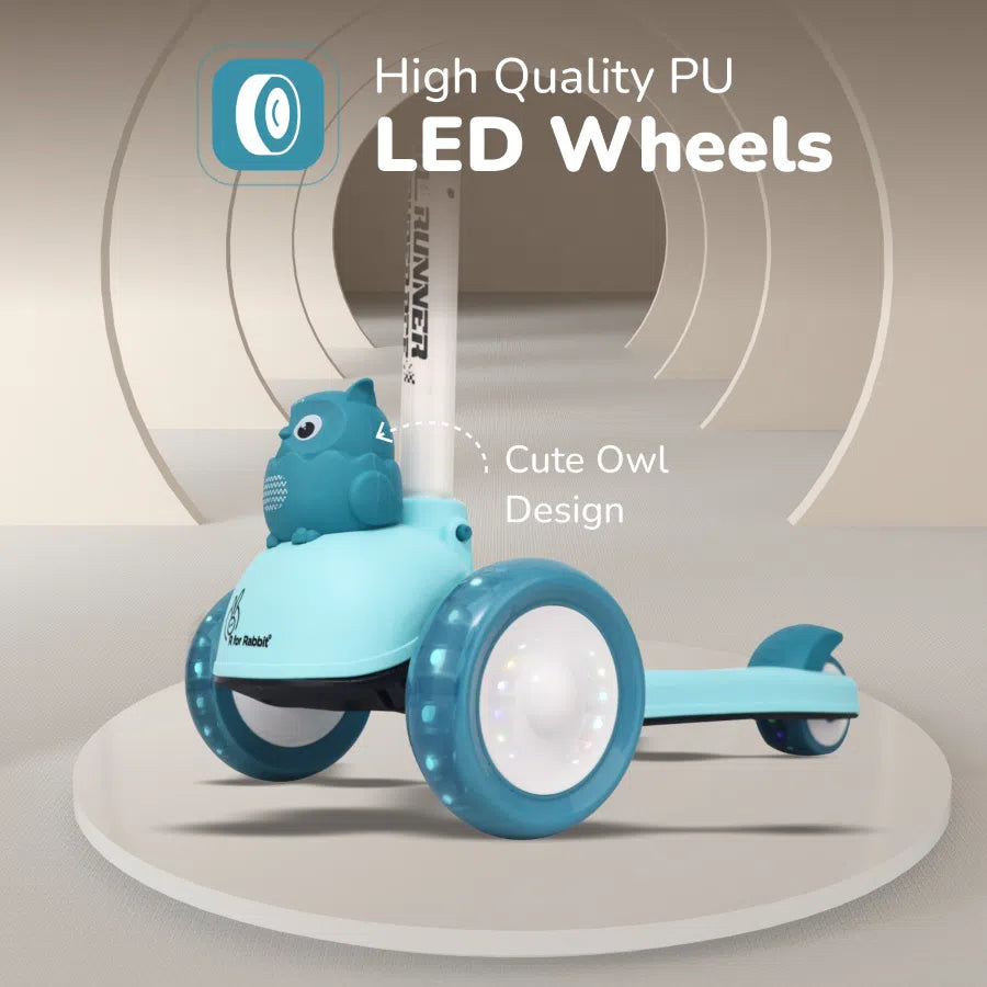 R for Rabbit Road Runner Ryder Ace Scooter For Kids With PU LED Wheels Lake Blue
