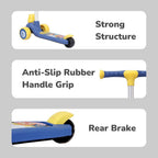 R for Rabbit Road Runner Ryder Scooter For Kids With PU LED Wheels Blue Yellow