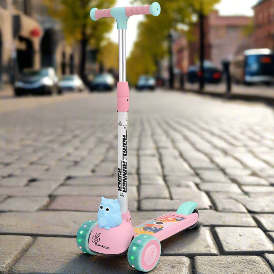 R For Rabbit Road Runner Ryder Scooter For Kids With PU LED Wheels Pink Blue