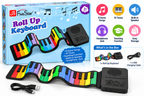 Roll Up Keyboard for Kids – Portable Flexible Piano with 8 Demo Songs, 10 Tones & Built-in Speaker, Ages 3+