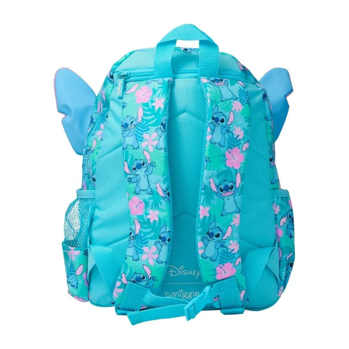 Smiggle Disney Stitch 14 Inch Kids School Backpack – 3D Ears Floral Bag 3–7 Years