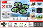 SYMA X26 Mini RC Quadcopter Drone with Protective Propeller Guards – 2.4GHz
