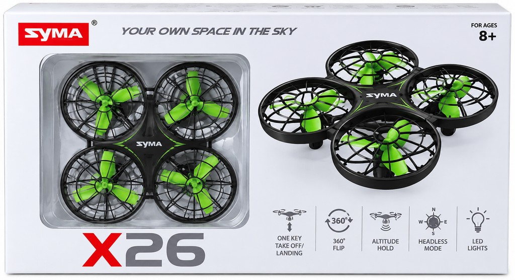 SYMA X26 Mini RC Quadcopter Drone with Protective Propeller Guards – 2.4GHz