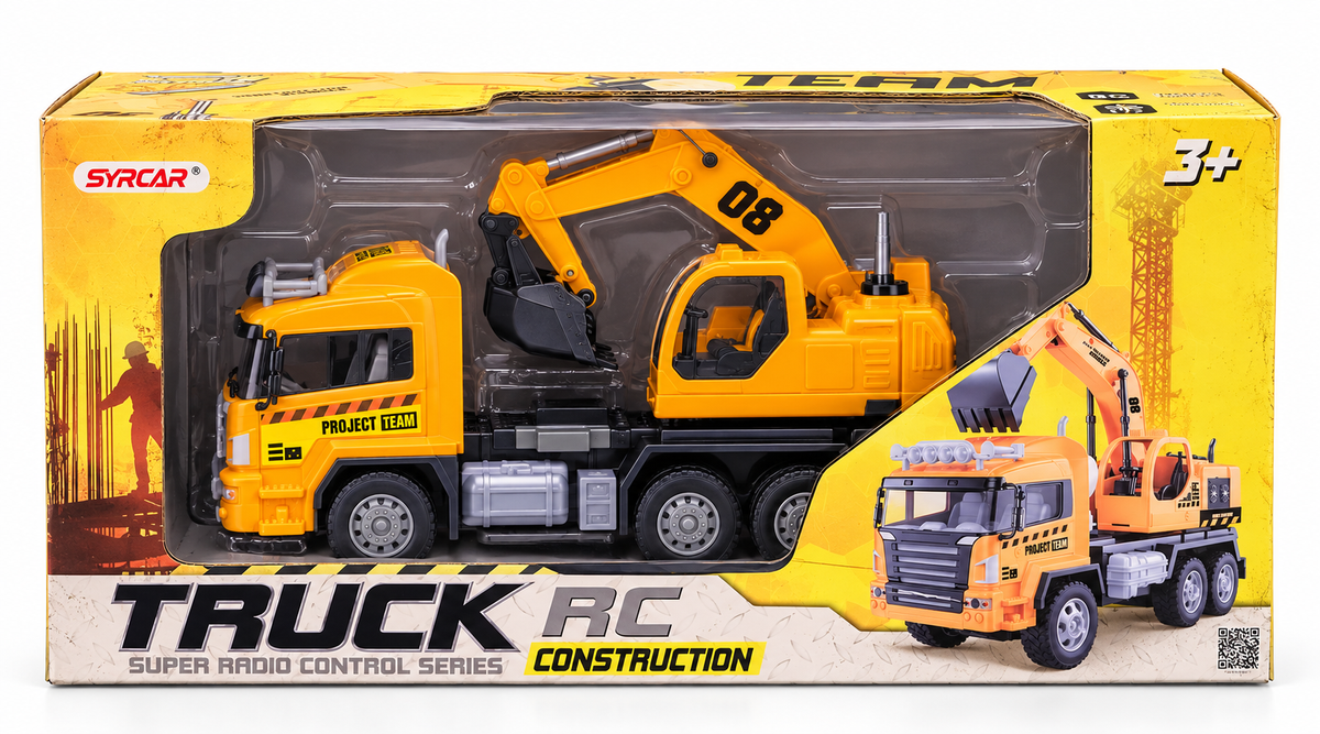 SYRCAR RC Construction Truck with Excavator | Remote Control Toy for Kids 3+ Years
