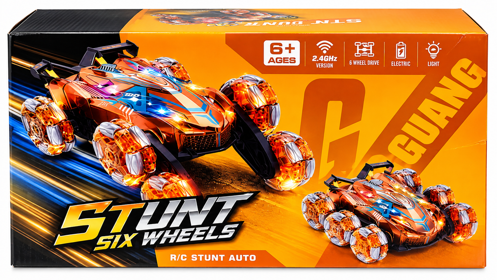 Zhengguang 6 Wheel RC Stunt Car | 2.4GHz Remote Control Toy with Lights | Ages 6+