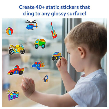 Skillmatics Color Clingz: Car Sports, Dinos & More! - Mess-Free Reusable Static Stickers