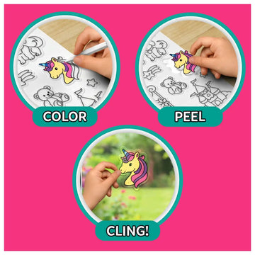 Skillmatics Color Clingz Unicorns & Princesses - Mess-Free Reusable Static Stickers