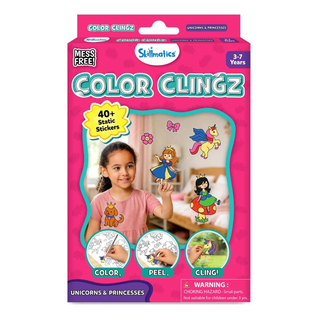 Skillmatics Color Clingz Unicorns & Princesses - Mess-Free Reusable Static Stickers