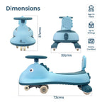 R for Rabbit Iya Iya Dino Swing Car for kids - Inbuilt Music With Light, PU LED Wheels