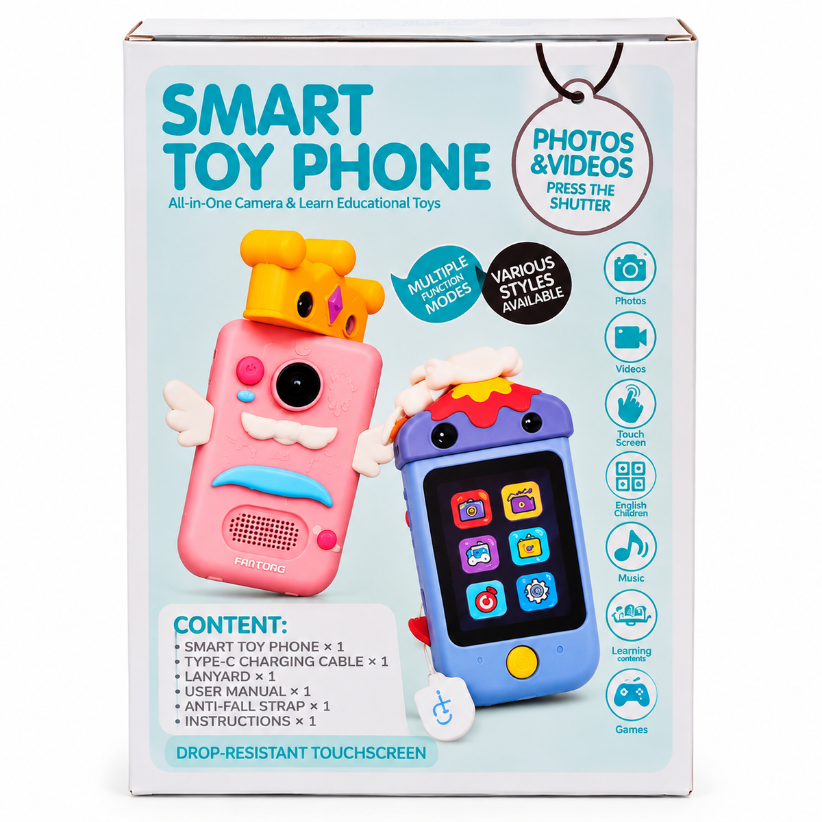 Smart Toy Phone for Kids | Camera, Video, Touchscreen, Music & Learning Games  Assorted Color