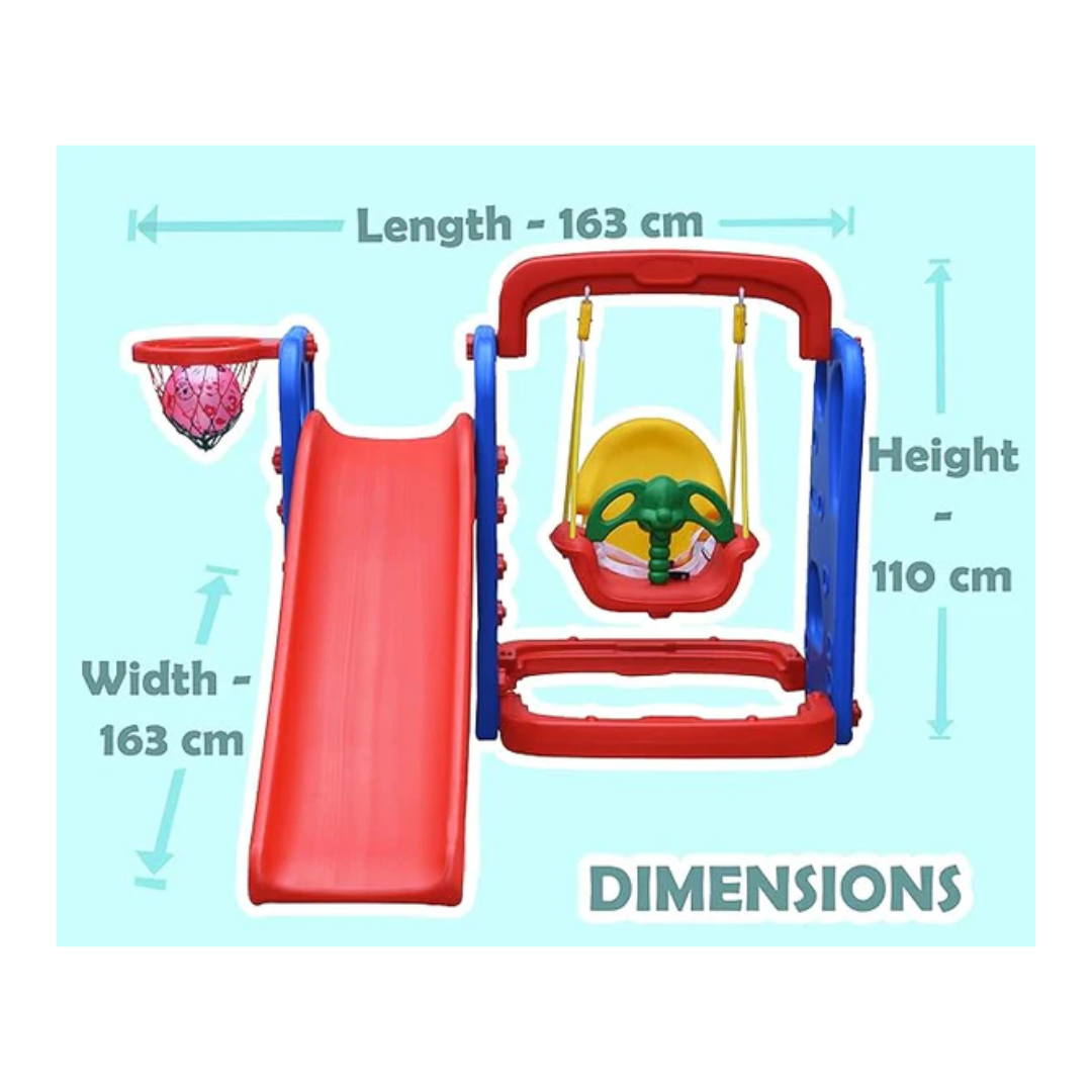 Playgro Senior Slide and Swing Combo with 4 Inches Baby Soft Toy Ball -162 x 162 x 110 cm (Multicolour)