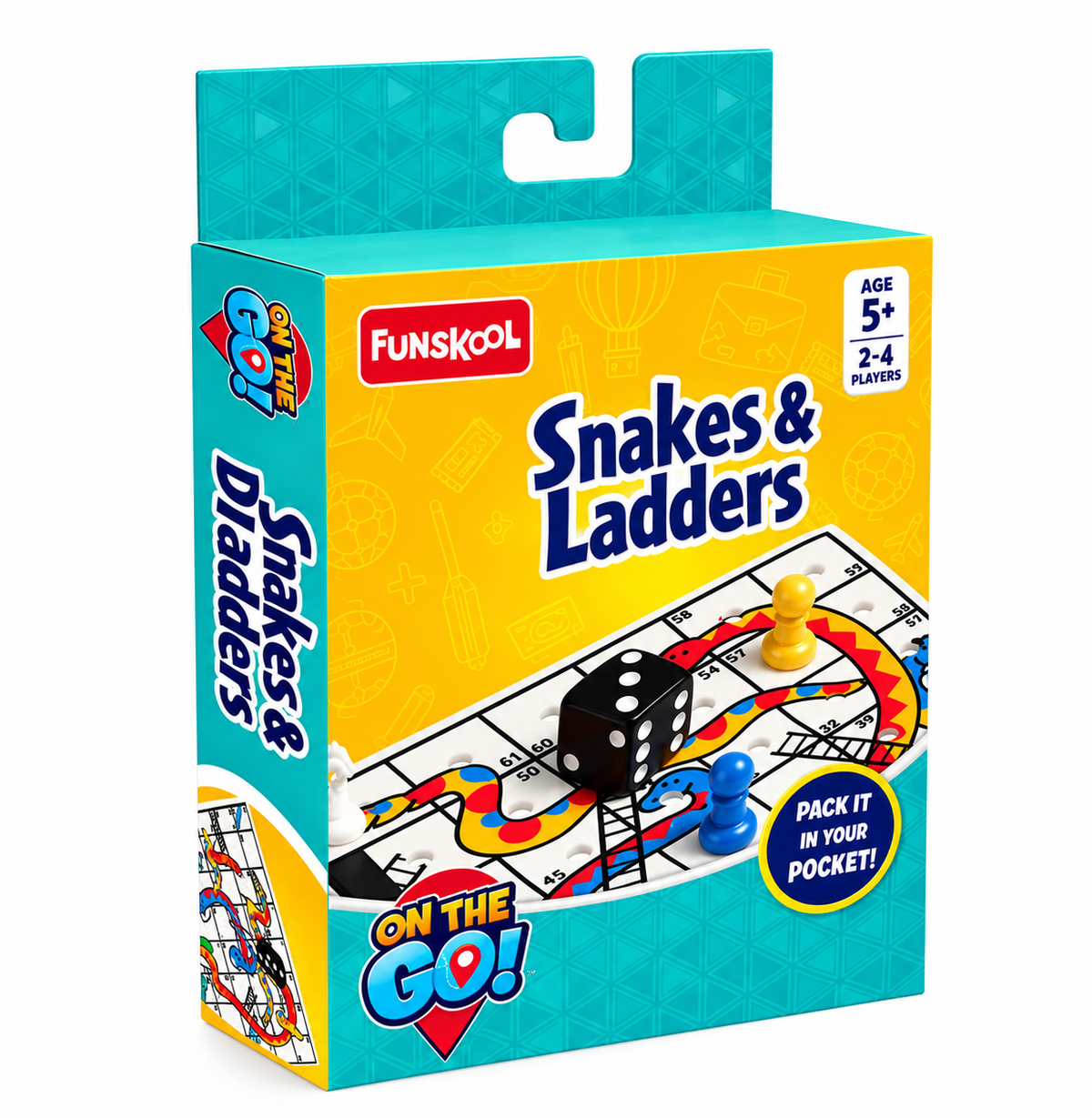 Funskool On The Go Snakes & Ladders Travel Board Game for Kids Ages 5+ | Portable Family Game