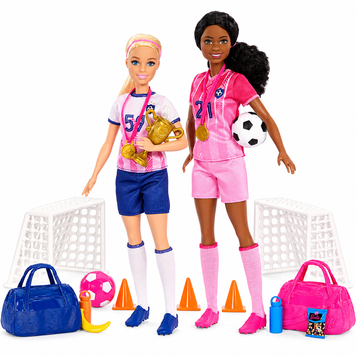 Barbie Soccer Coach & Player Doll Set | Sports-Themed Pretend Play Set for Kids 3+ Years