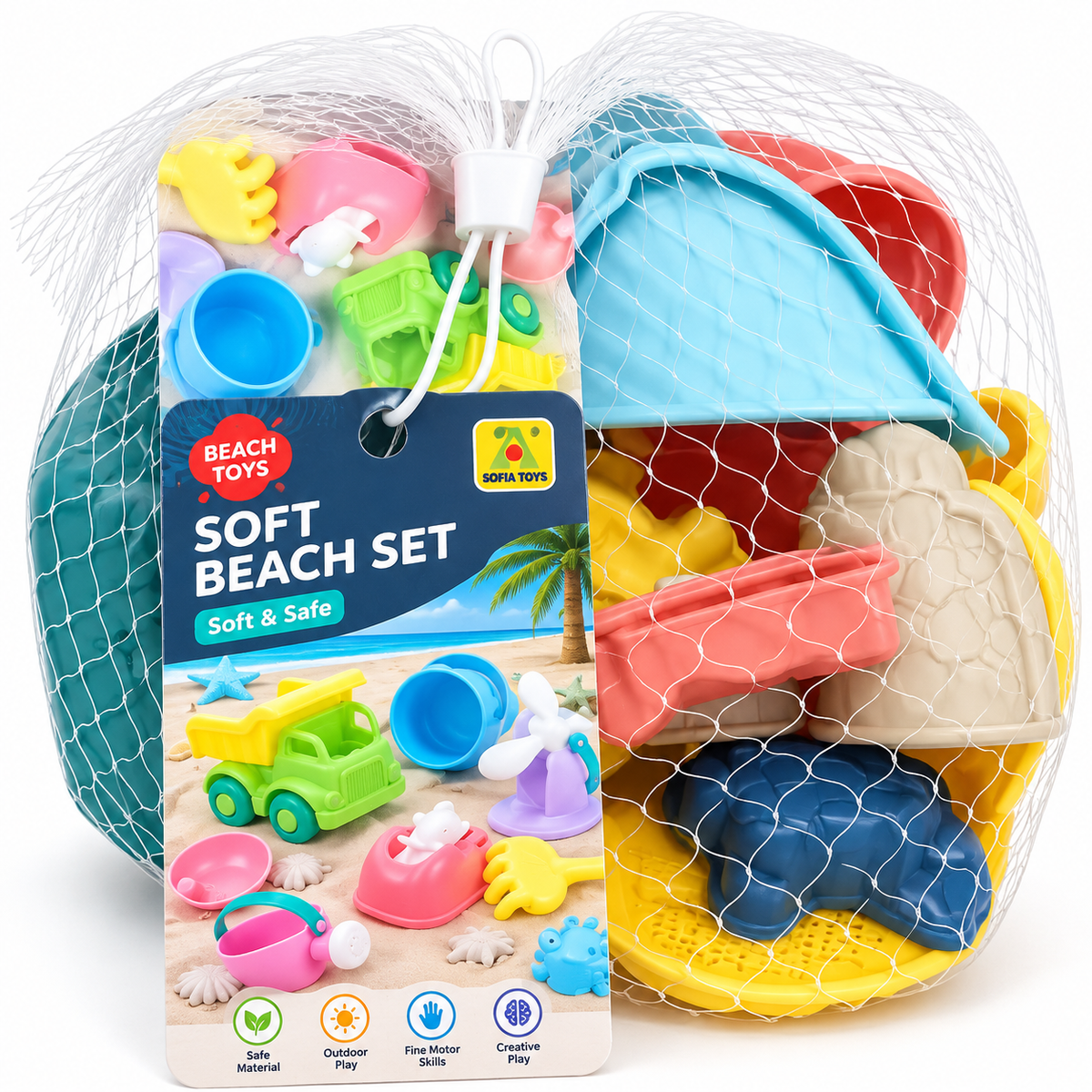 Soft Beach Sand Play Set for Kids – Bucket, Shovel, Rake & Sand Mould Toys