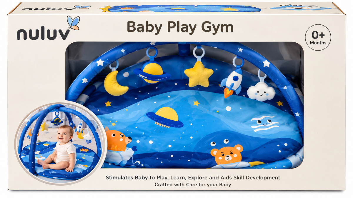 Nuluv Baby Play Gym | Soft Activity & Play Mat with Hanging Toys | 0+ Months