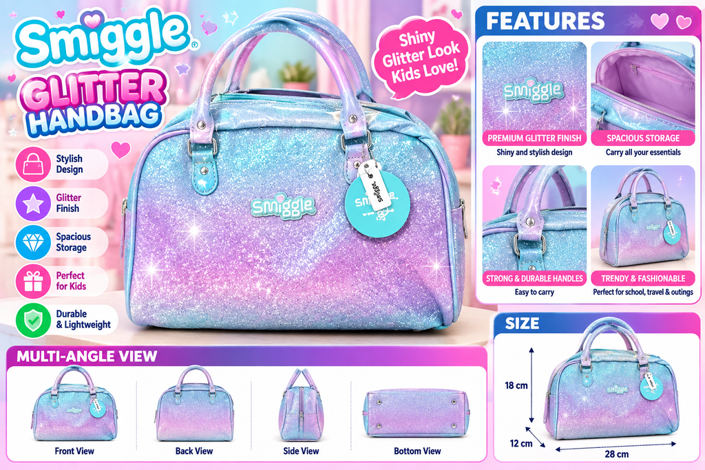 Smiggle Travel Duffel Bag | Kids Weekender Bag with Adjustable Shoulder Strap & 43cm Large Capacity
