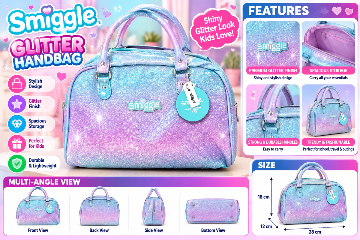 Smiggle Travel Duffel Bag | Kids Weekender Bag with Adjustable Shoulder Strap & 43cm Large Capacity
