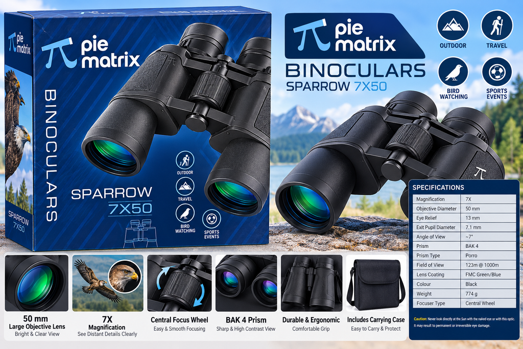 Pie Matrix Falcon F15(15×70) BinoaPie Matrix Sparrow 7x50 Binoculars | 7X Magnification with 50mm Lens | Outdoor Viewing Binocularscular (Copy)