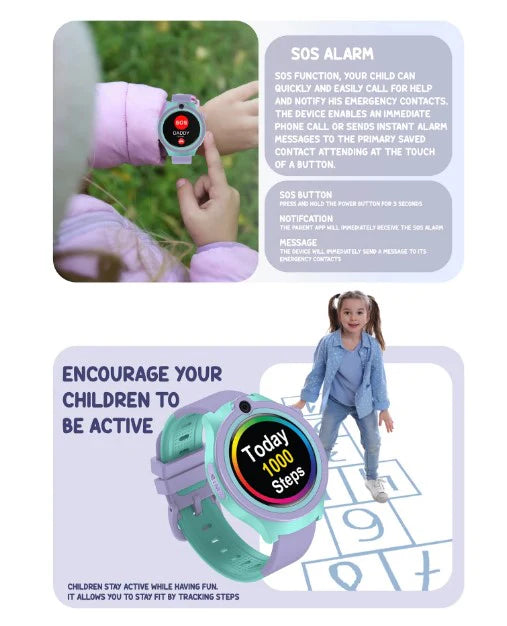 Spiky Cacus 4g Video & Voice Calling Smartwatch with GPS  - Purple