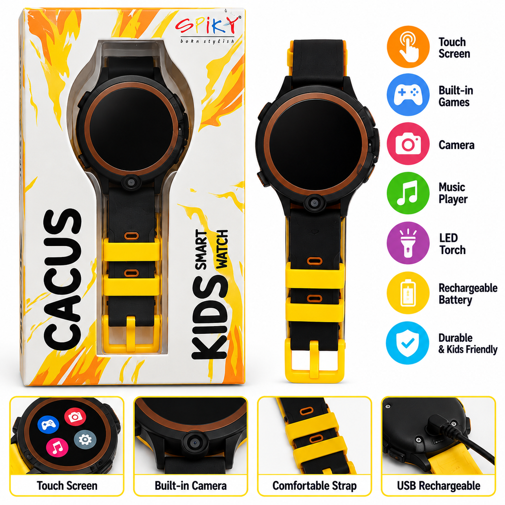 Spiky Cacus 4G Kids Smart Watch | GPS Tracking, Video Calling & SOS Dark Blue
