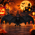Halloween Hanging Bat Decoration | Black Scary Bat with Spread Wings | Spooky Halloween Party Prop