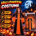 Kids Halloween Vampire Costume – Black & Orange Dress Costume