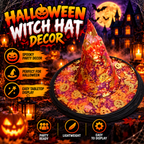 Halloween Witch Hat with Gold Pumpkin & Star Print
