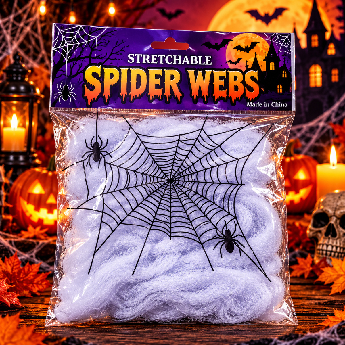 Stretchable Spider Webs | White Halloween Cobweb Decoration for Spooky Parties