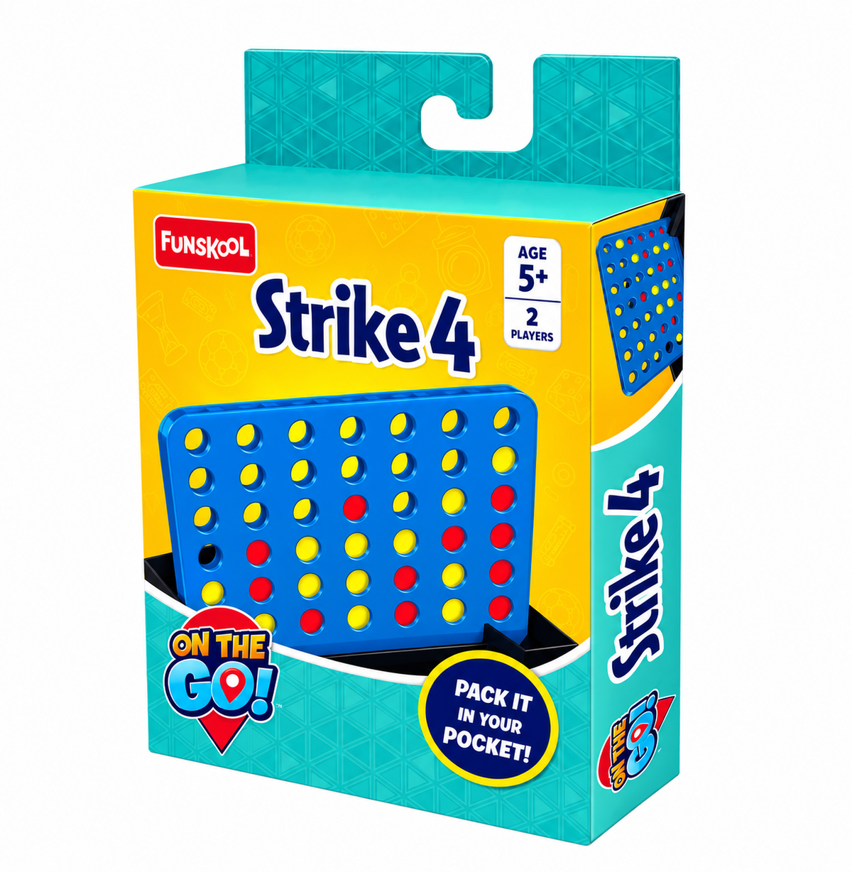 Funskool On The Go Strike 4 Strategy Game for Kids Ages 5+ | Portable 2-Player Travel Game
