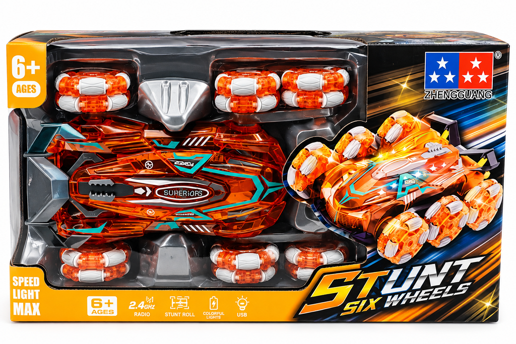 Zhengguang 6 Wheel RC Stunt Car | 2.4GHz Remote Control Toy with Lights | Ages 6+