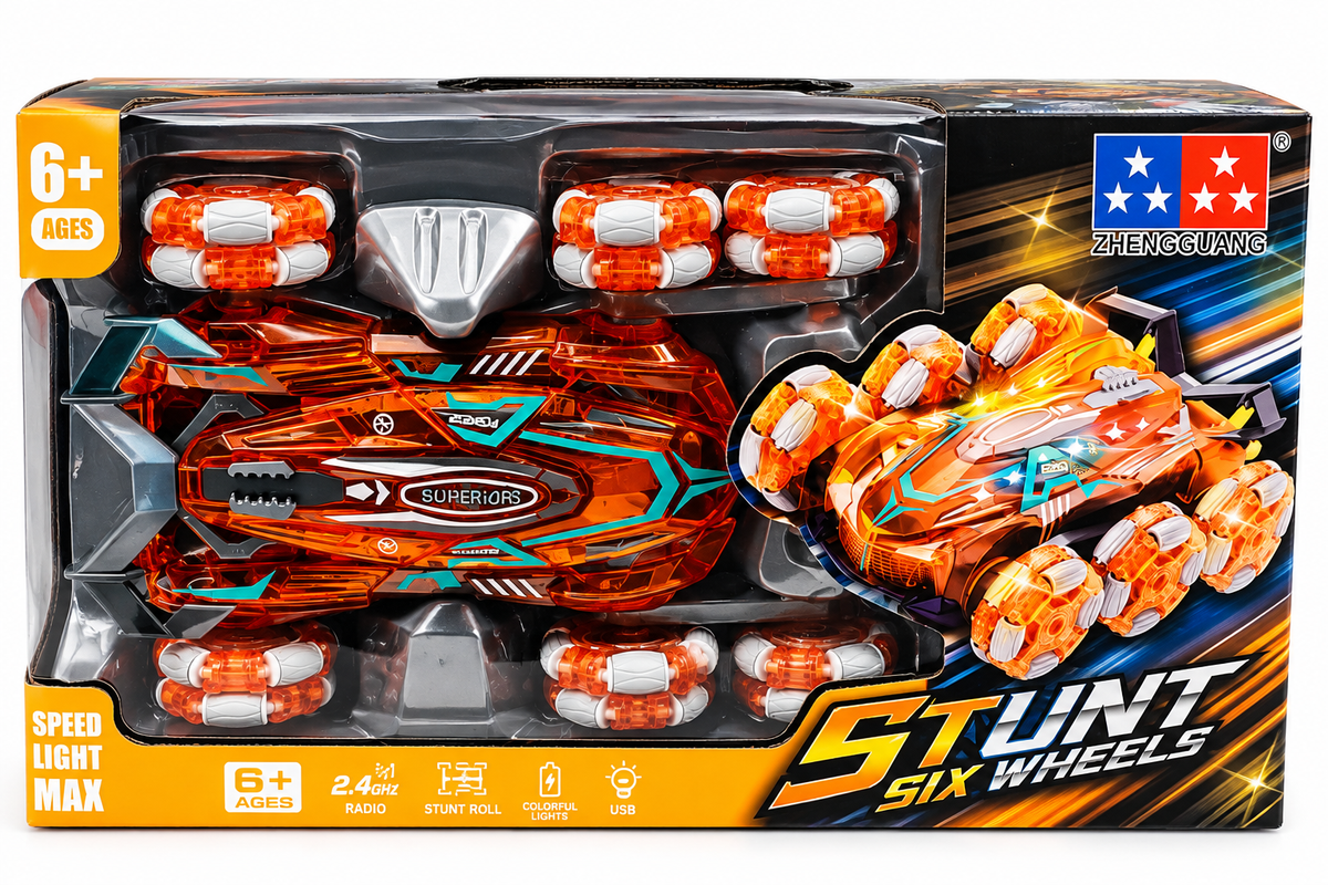 Zhengguang 6 Wheel RC Stunt Car | 2.4GHz Remote Control Toy with Lights | Ages 6+