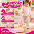 Supervac 2-in-1 Toy Vacuum Cleaner for Kids 3–8 Years – Pink