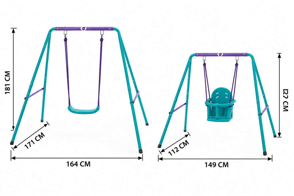 Plum Products Metal 2-in-1 Swing Set for Kids 1–10 Years – Adjustable Height, Baby Safety Seat & Steel Frame