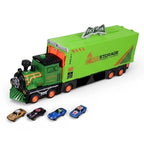 Ejection Car Super Large Foldable Train Car Storage Track Set with 8 Mini Diecast Cars – 2.48M Racing Playset for Kids