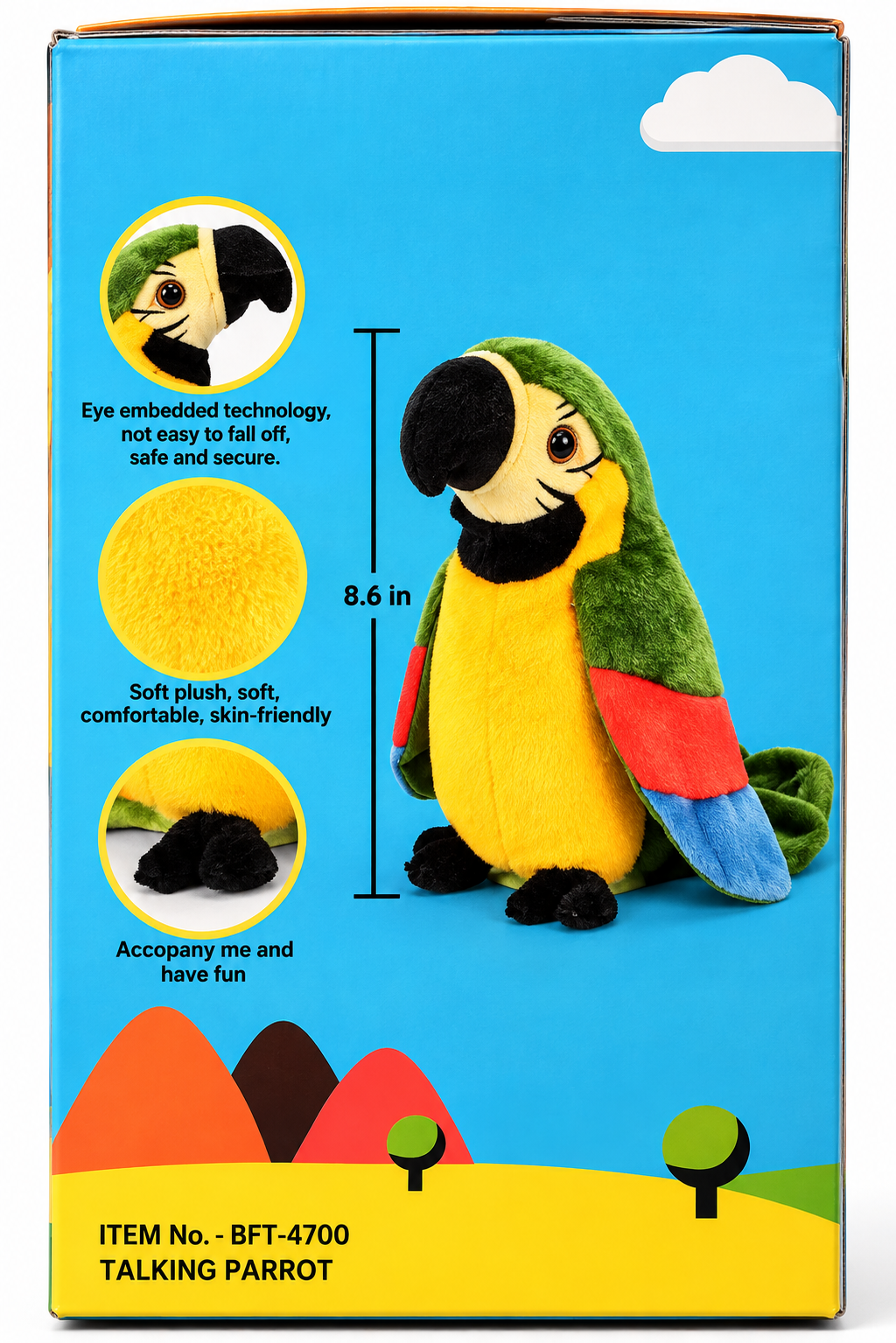 Bigfun Toys Talking Parrot Toy | Interactive Talking & Voice Repeating Parrot Soft Toy for Kids