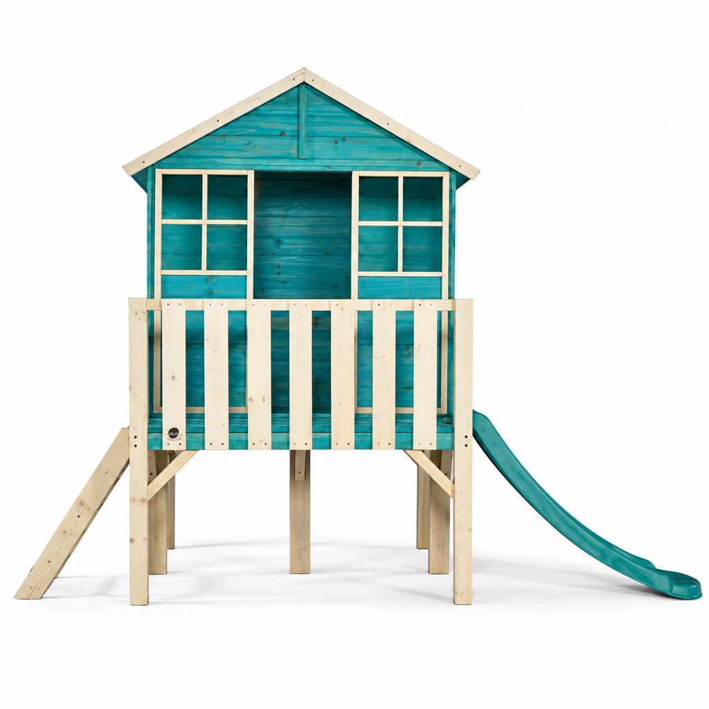 Plum Boathouse Wooden Playhouse with 4ft Slide & Ladder | Outdoor Garden Playhouse for Kids Ages 3+ Years