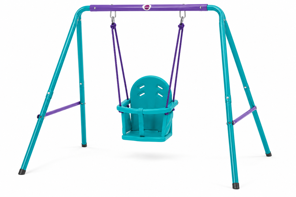Plum Products Metal 2-in-1 Swing Set for Kids 1–10 Years – Adjustable Height, Baby Safety Seat & Steel Frame