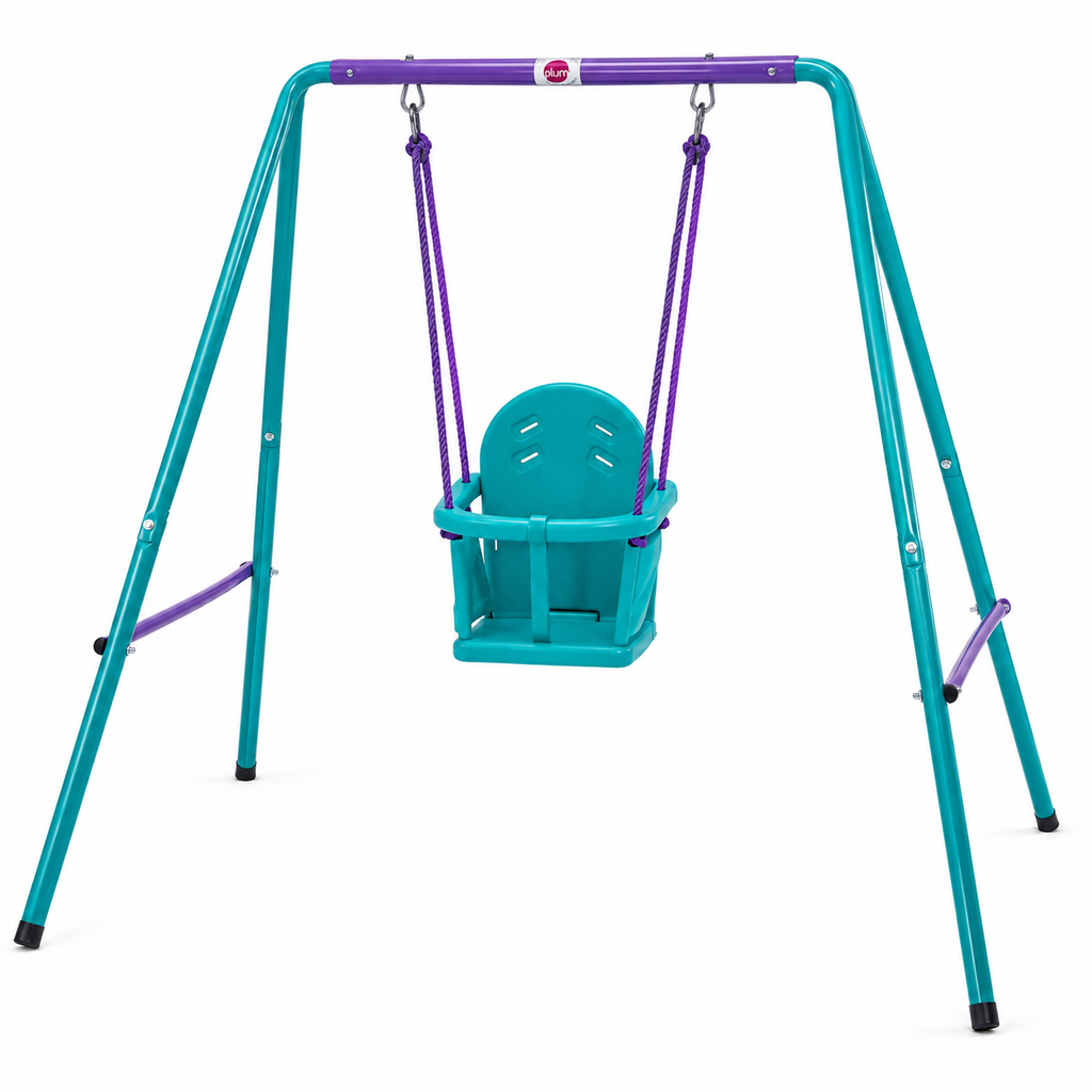 Plum Products Metal 2-in-1 Swing Set for Kids 1–10 Years – Adjustable Height, Baby Safety Seat & Steel Frame